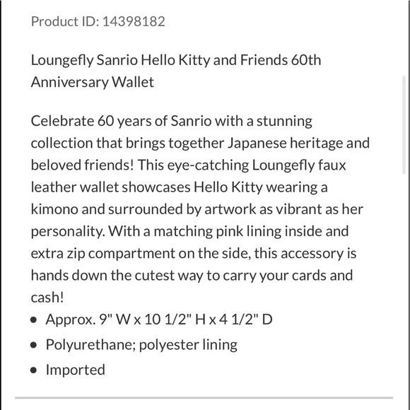 NWT hello kitty loungefly bifold wallet - Picture 5 of 8